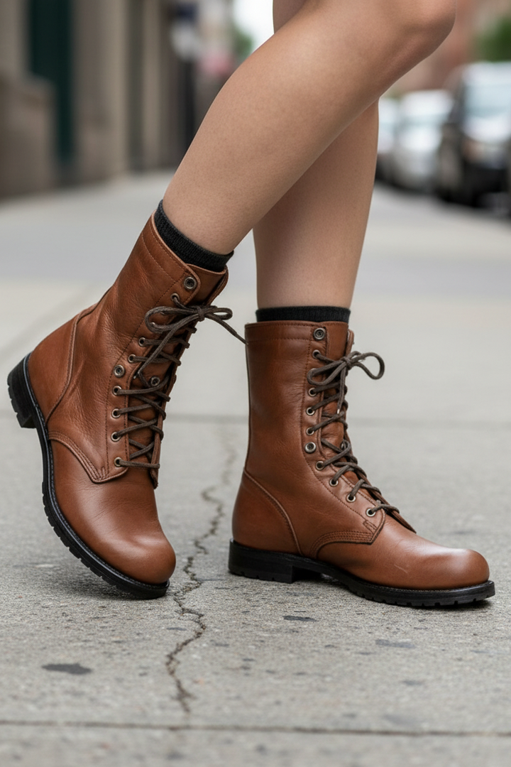 Maudlin | Women Lace Up Black Combat Boots
