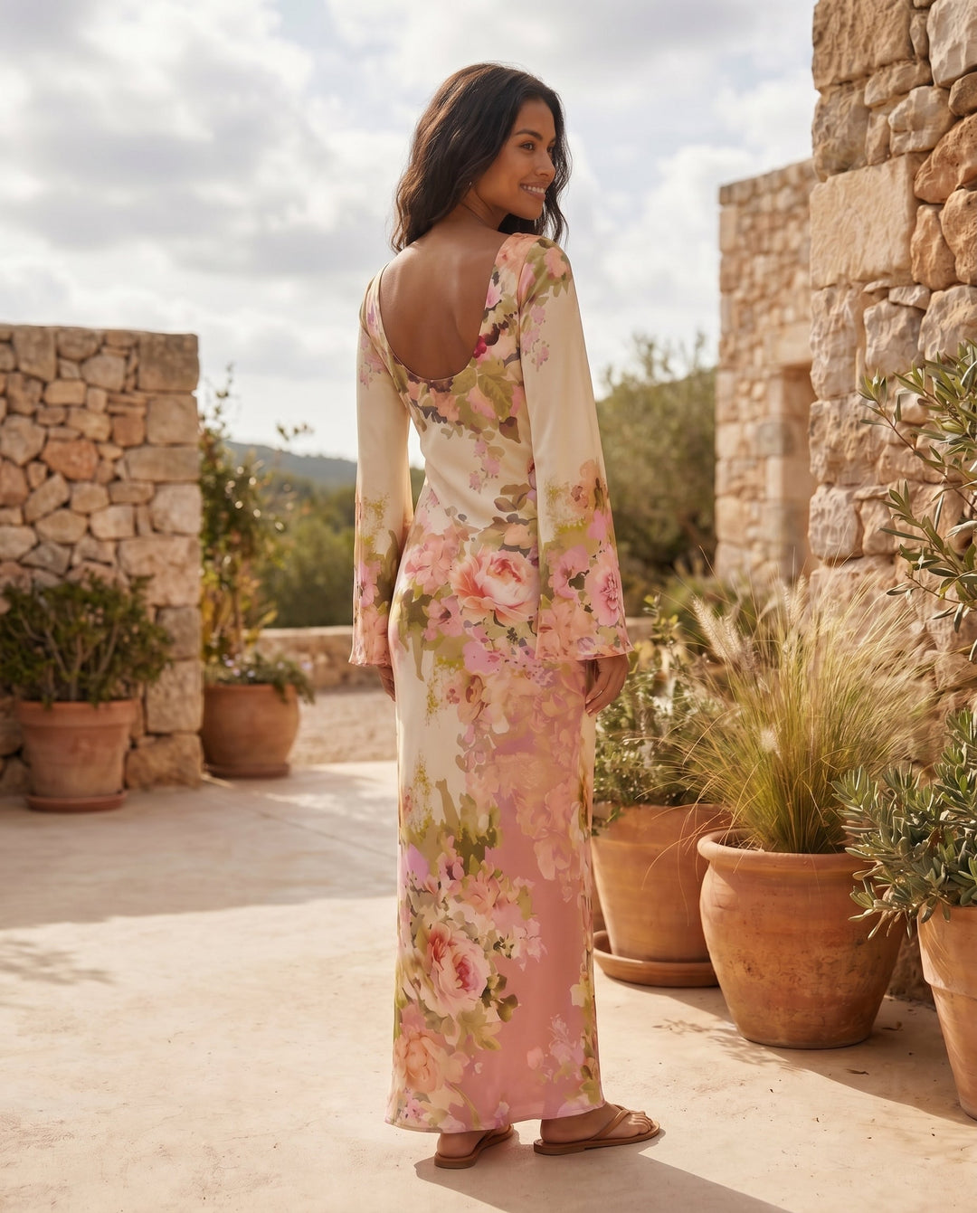 Gisella | Women Floral Bell Long Sleeve Party Dress