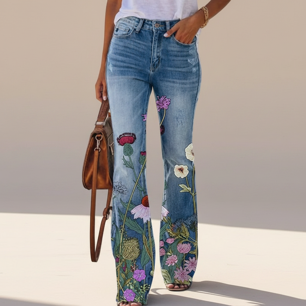Mazie | Women Floral Print Flared Jeans