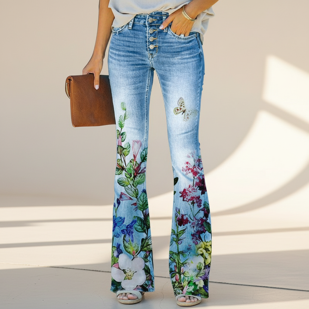 Mazie | Women Floral Print Flared Jeans
