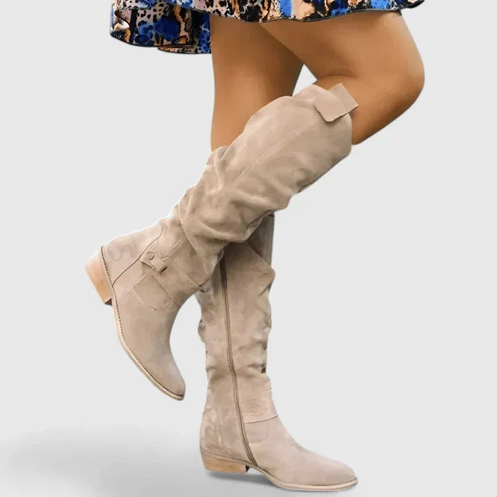Bessie | Women Perforated Slouch Knee High Boots