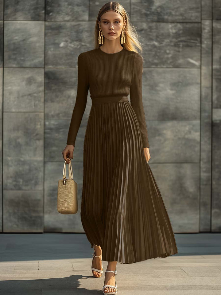Annice | Women Ribbed Pleat Knitted Jumper Dress