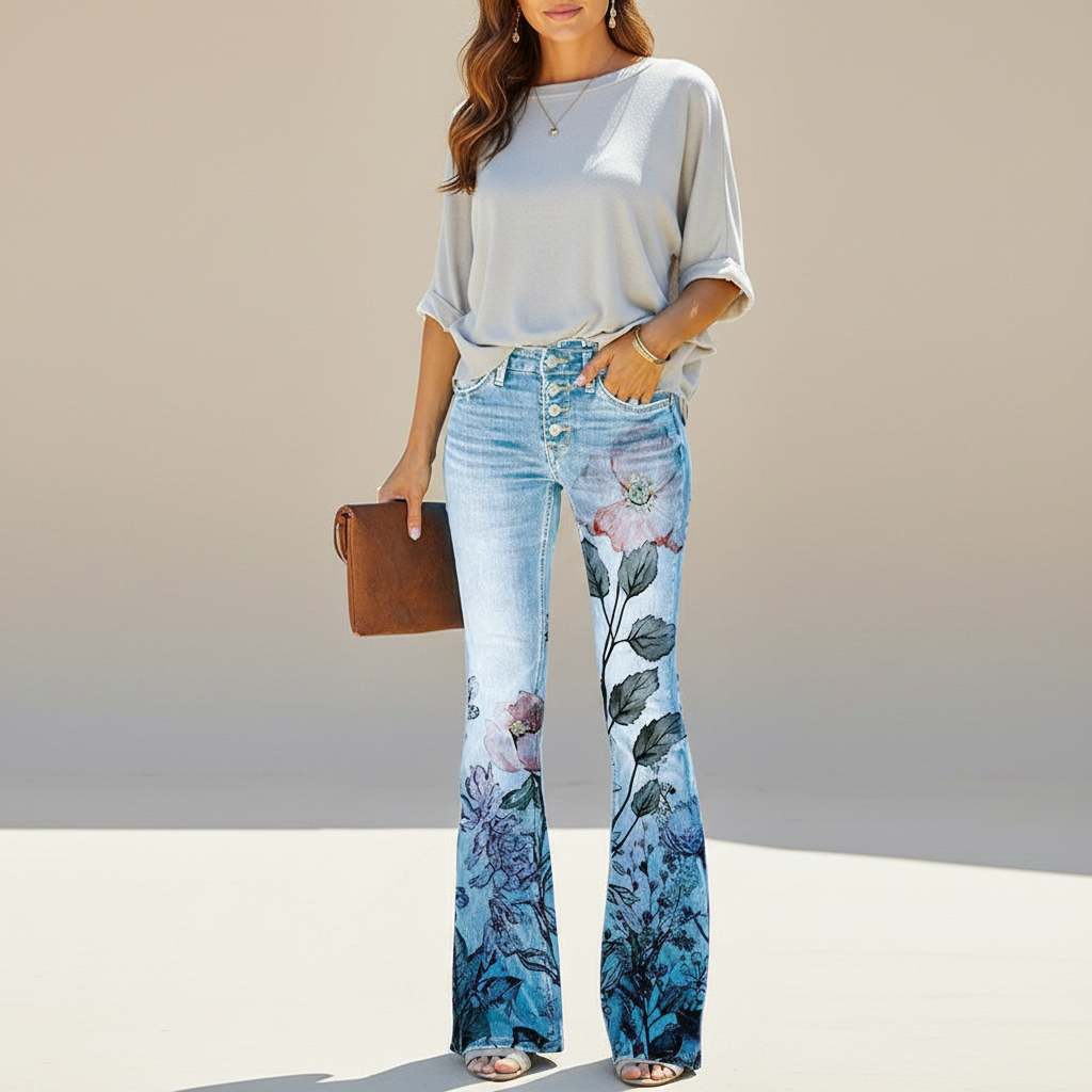 Mazie | Women Floral Print Flared Jeans