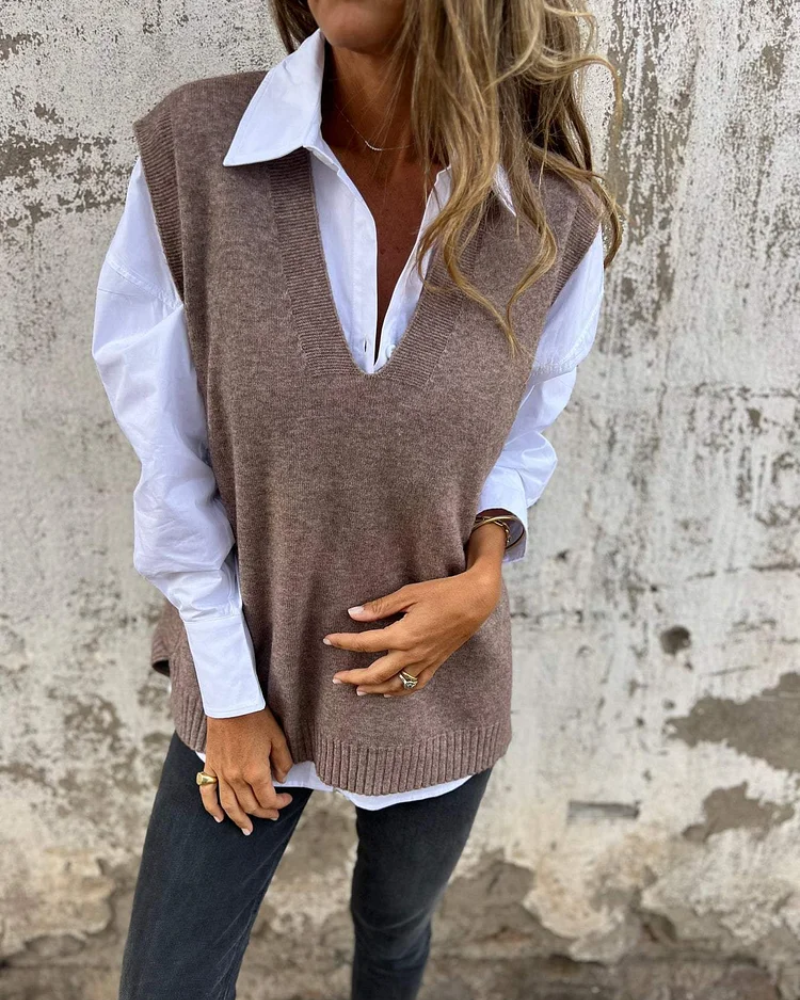 Ysmeine | Women V Neck Knitted Vest