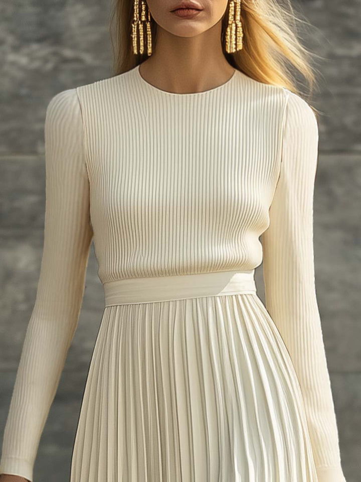 Annice | Women Ribbed Pleat Knitted Jumper Dress