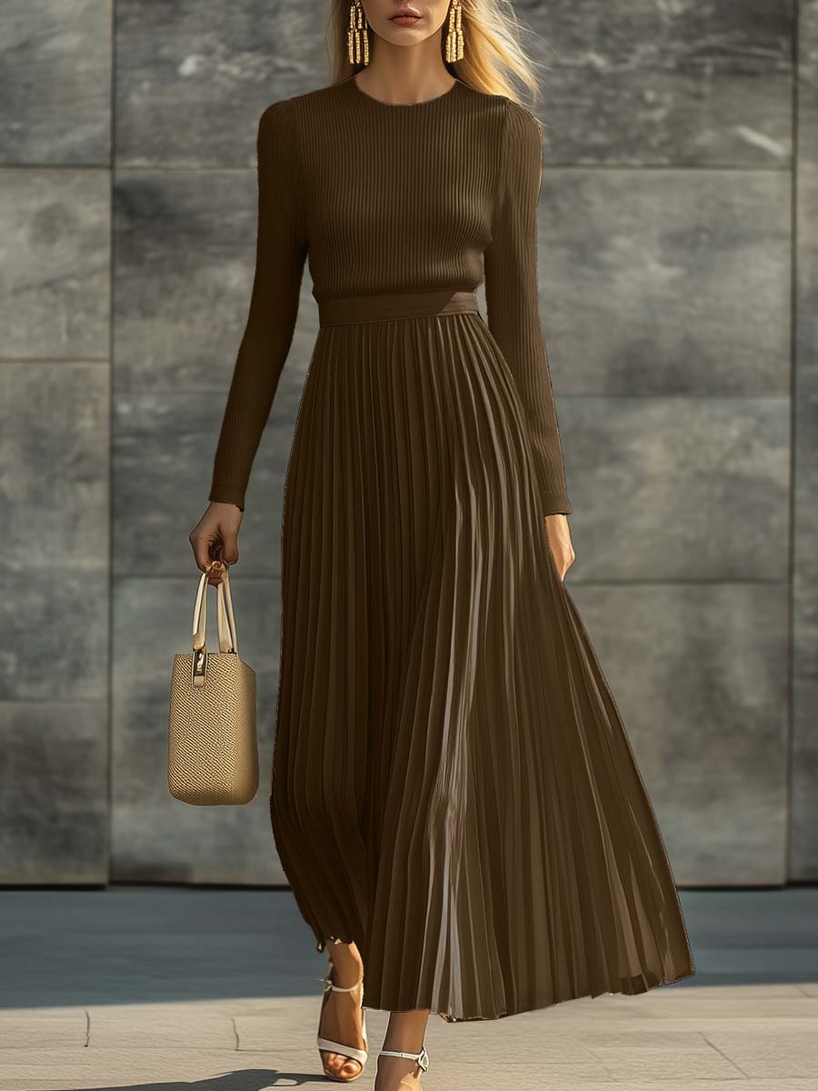 Annice | Women Ribbed Pleat Knitted Jumper Dress