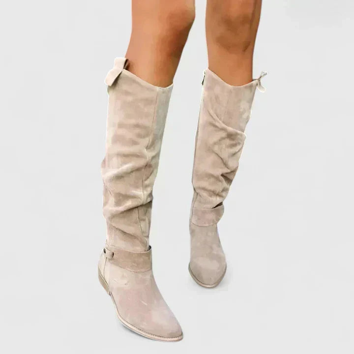 Bessie | Women Perforated Slouch Knee High Boots