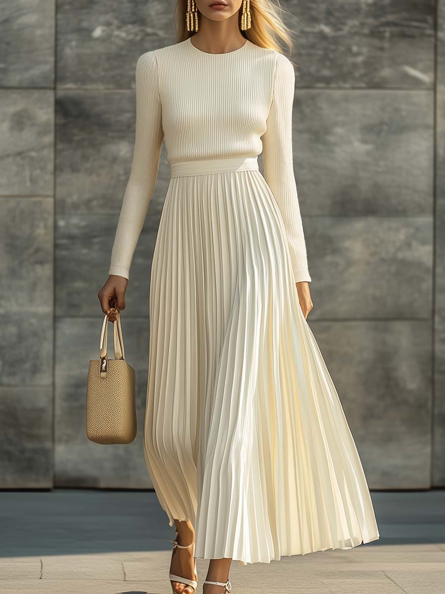 Annice | Women Ribbed Pleat Knitted Jumper Dress