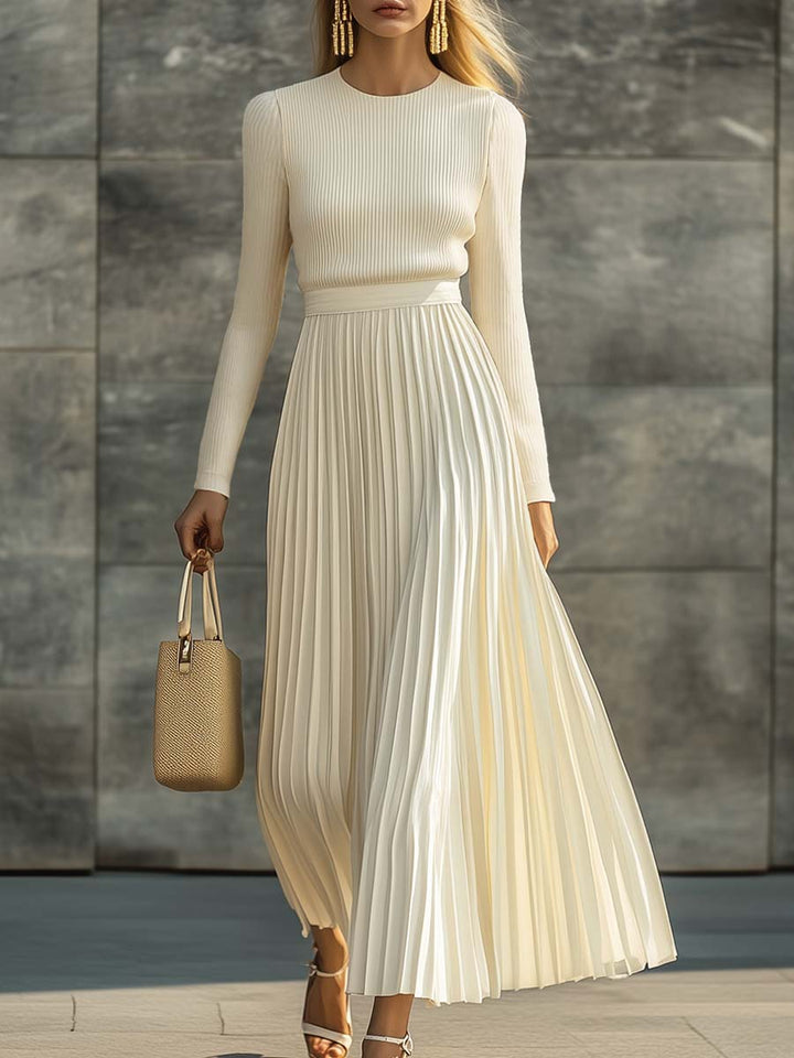 Annice | Women Ribbed Pleat Knitted Jumper Dress