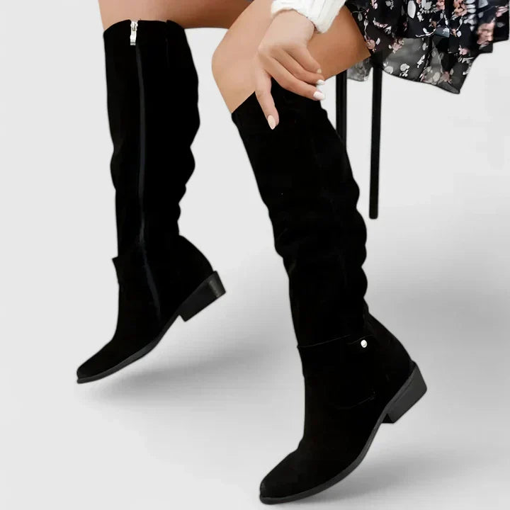 Bessie | Women Perforated Slouch Knee High Boots