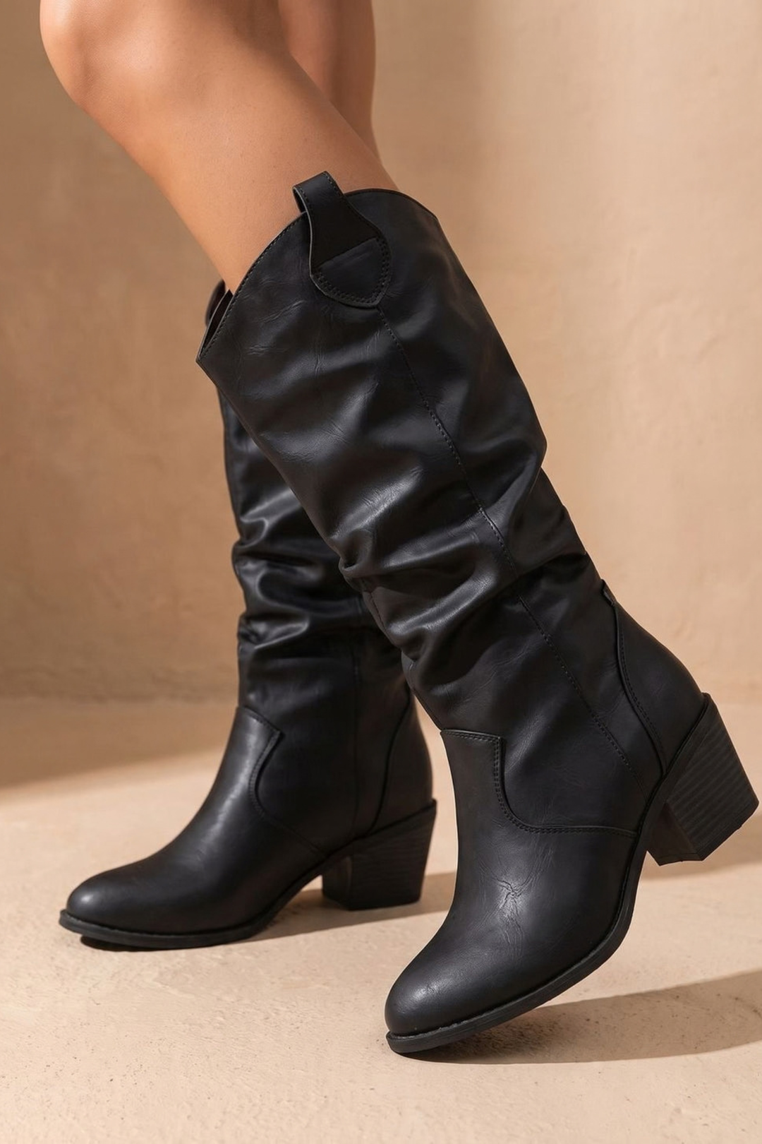 Wide Calf Western Knee High Boots