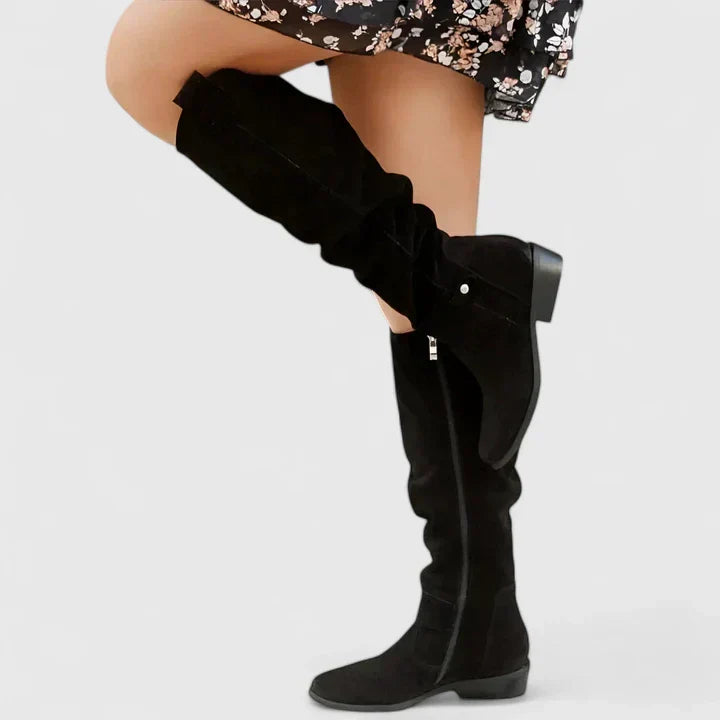 Bessie | Women Perforated Slouch Knee High Boots