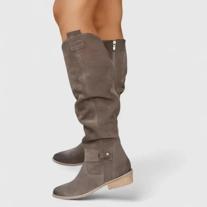 Bessie | Women Perforated Slouch Knee High Boots