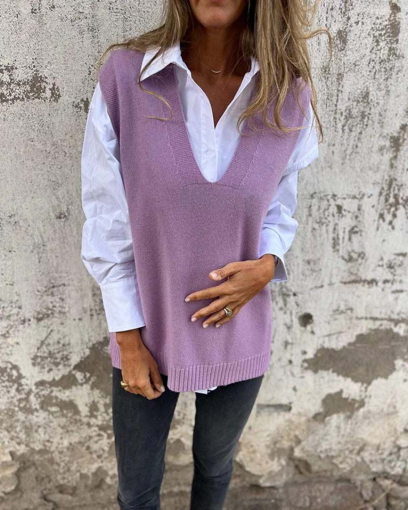Ysmeine | Women V Neck Knitted Vest