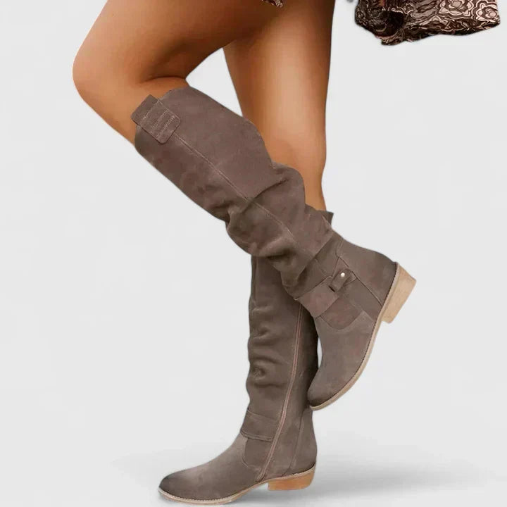 Bessie | Women Perforated Slouch Knee High Boots