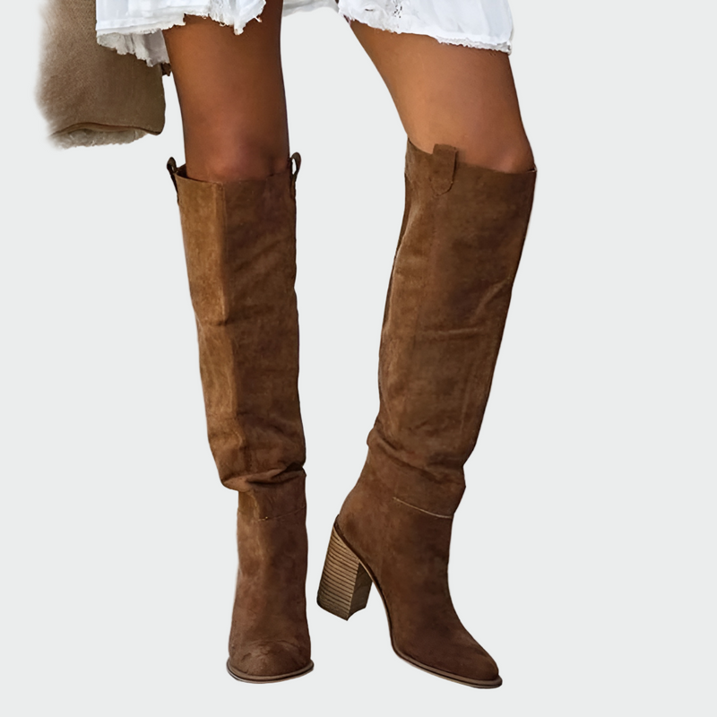 Carmel | Women Slouch Block Heel Knee High Boots