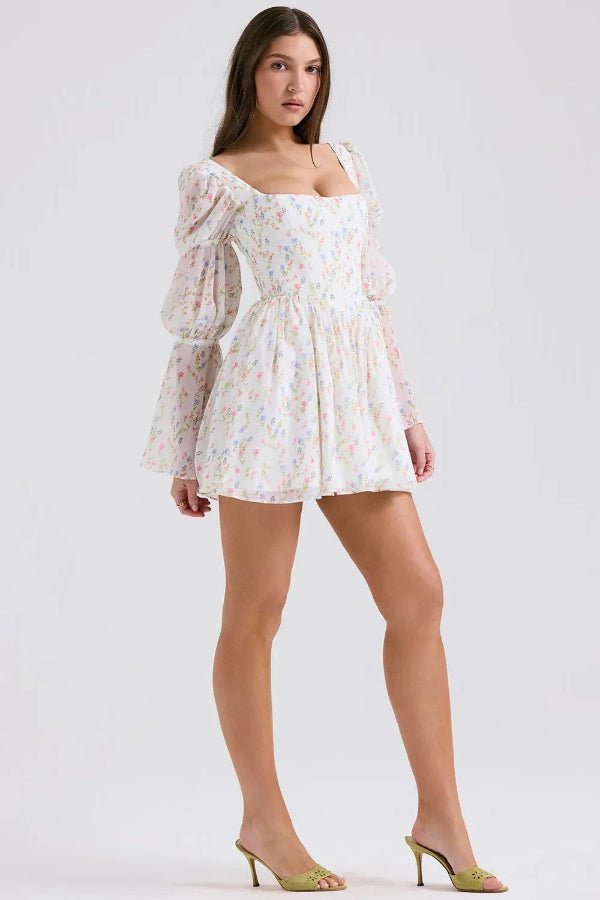 Ferelith | Women Floral Puff Long Sleeve Party Dress