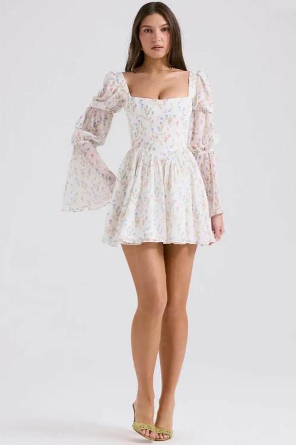 Ferelith | Women Floral Puff Long Sleeve Party Dress