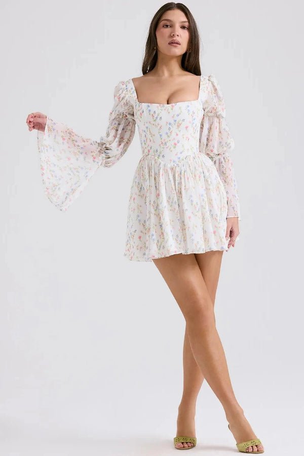 Ferelith | Women Floral Puff Long Sleeve Party Dress