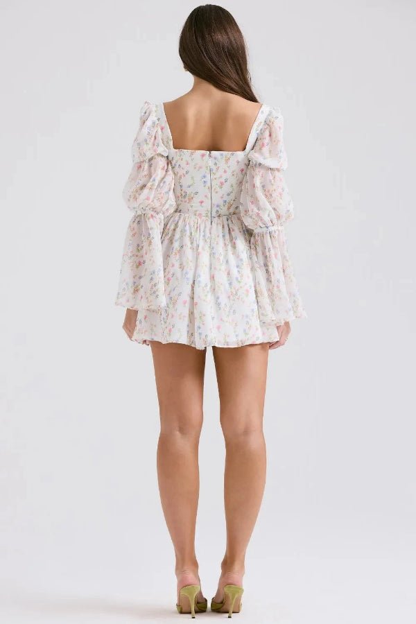 Ferelith | Women Floral Puff Long Sleeve Party Dress