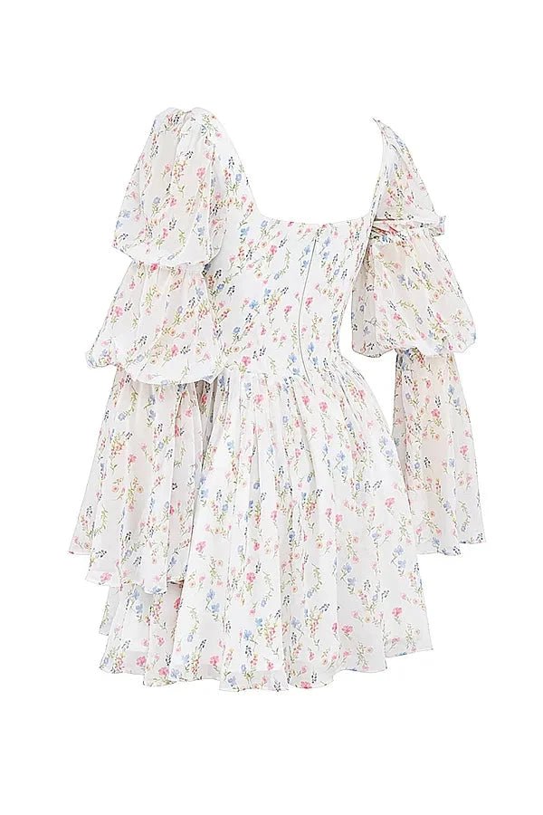 Ferelith | Women Floral Puff Long Sleeve Party Dress