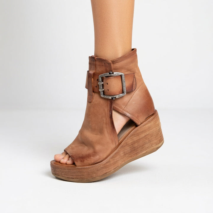 Genovefa | Women Open Toe Buckle Wedge Boots