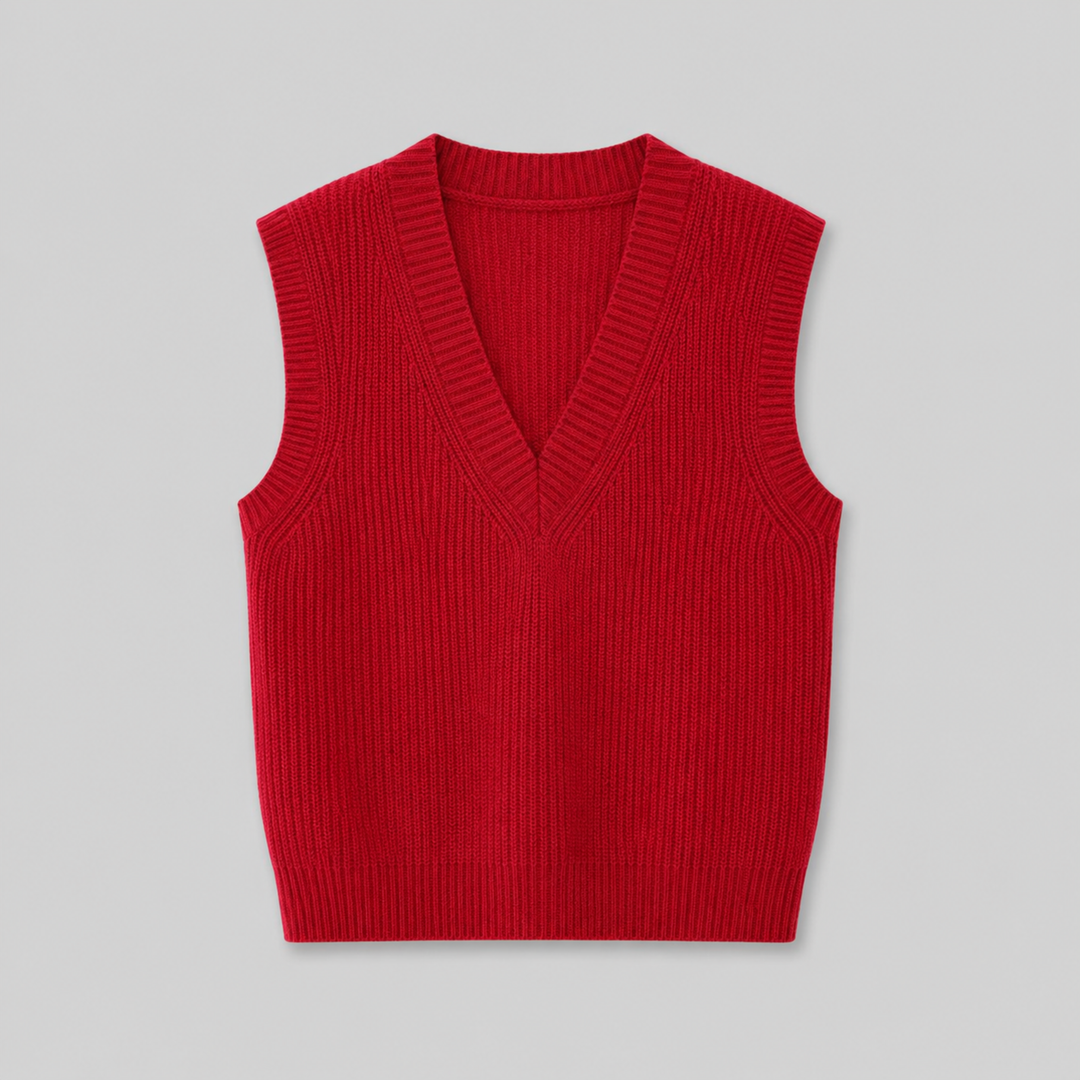 Hadewych | Women Ribbed V Neck Knitted Vest
