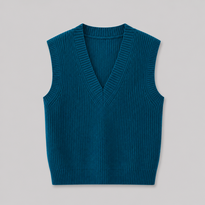 Hadewych | Women Ribbed V Neck Knitted Vest
