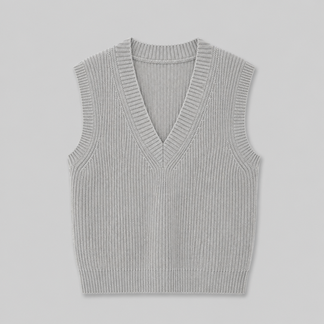 Hadewych | Women Ribbed V Neck Knitted Vest