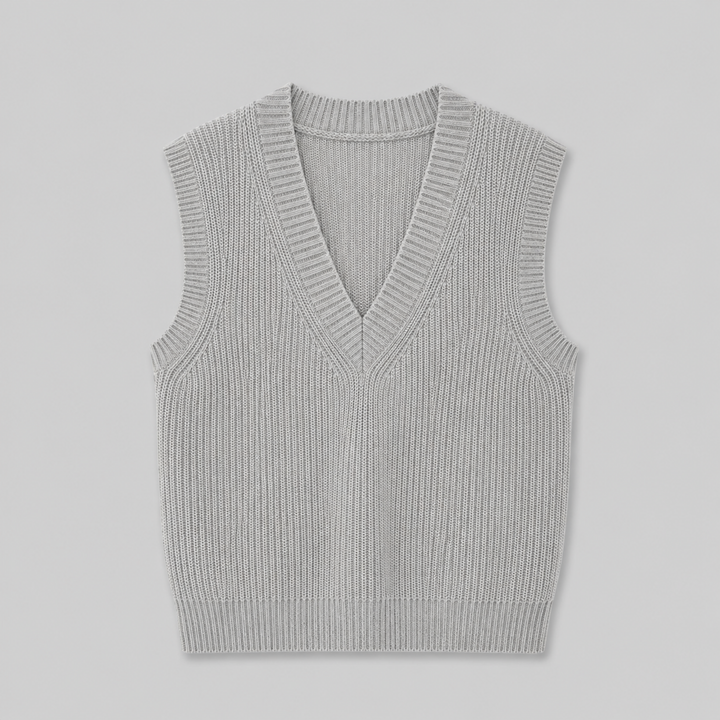 Hadewych | Women Ribbed V Neck Knitted Vest