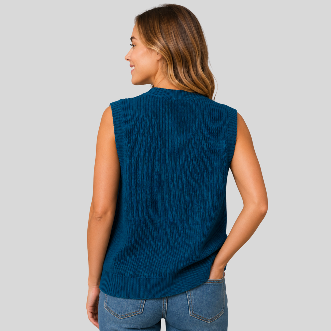 Hadewych | Women Ribbed V Neck Knitted Vest
