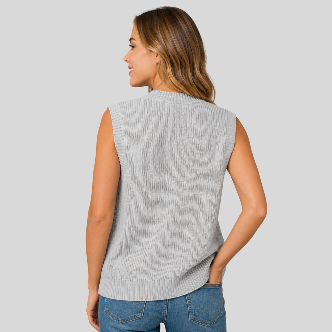 Hadewych | Women Ribbed V Neck Knitted Vest