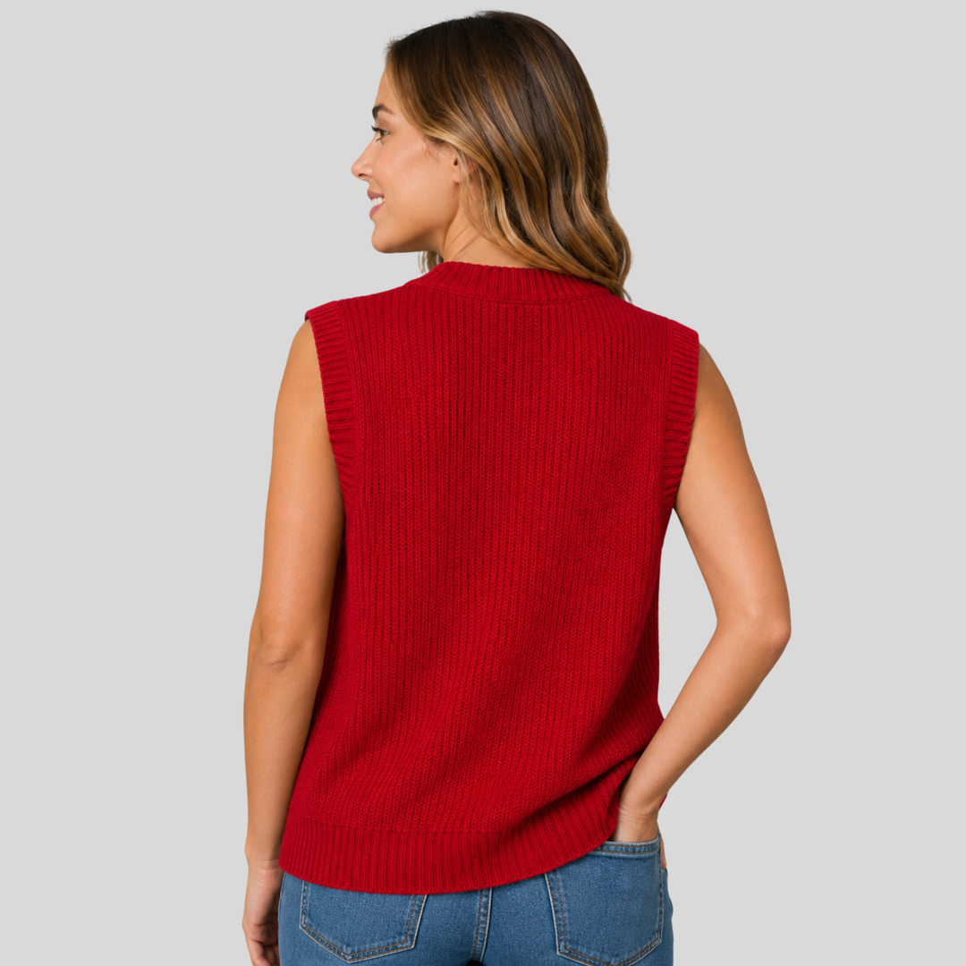 Hadewych | Women Ribbed V Neck Knitted Vest