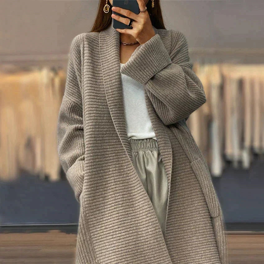 Florine | Women Ribbed Pocket Long Cardigan