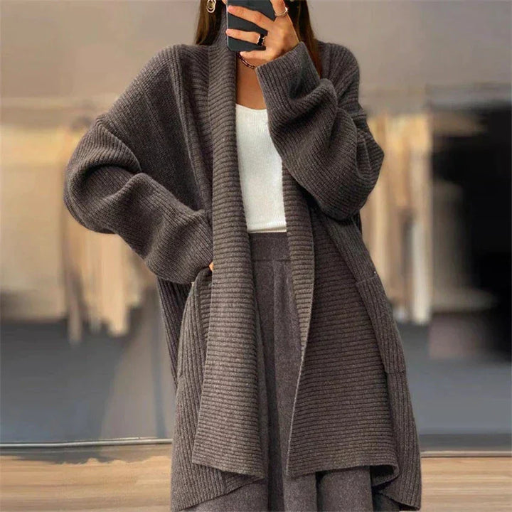 Florine | Women Ribbed Pocket Long Cardigan