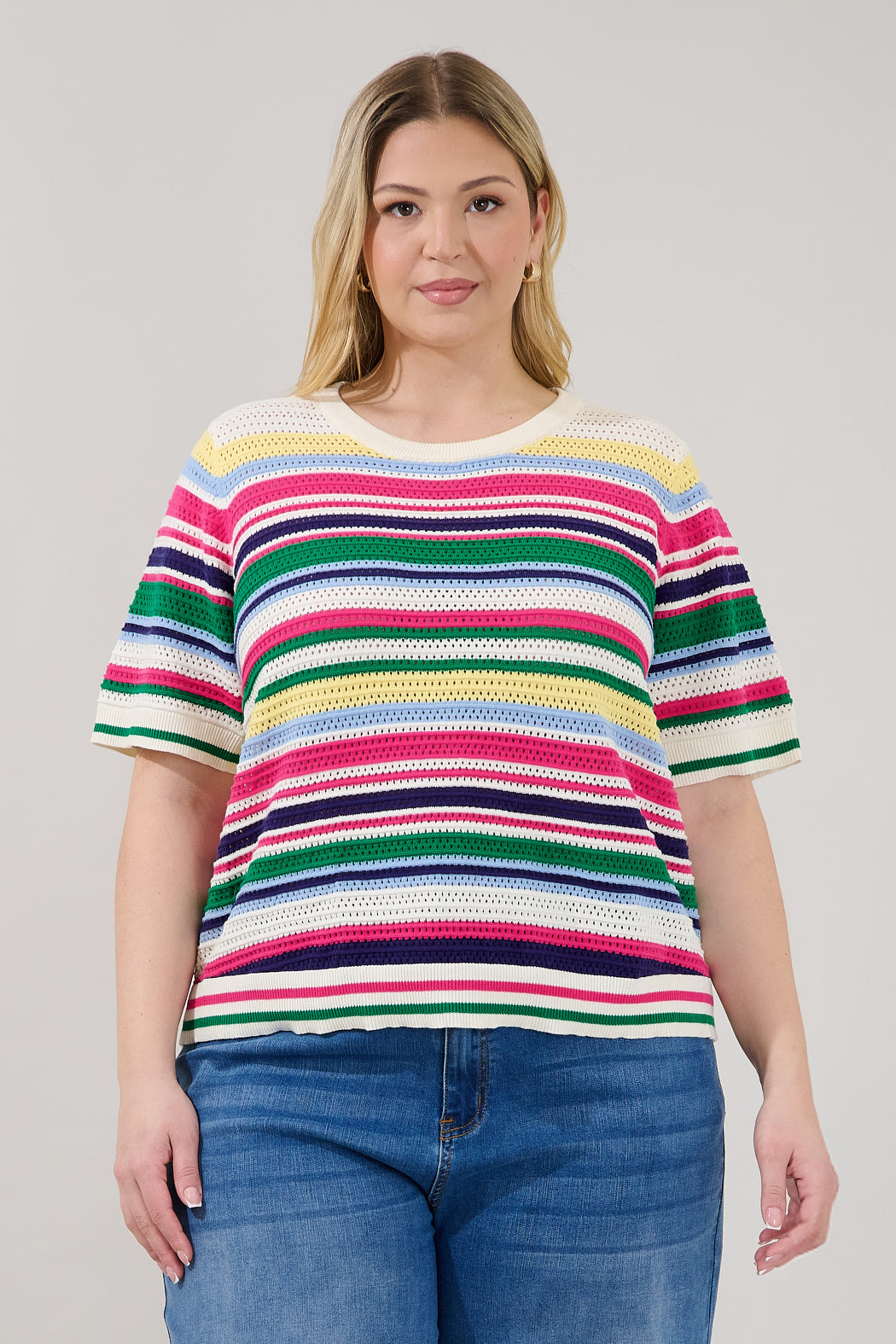 Mabli | Women Stripe Crochet Cardigan Sweater