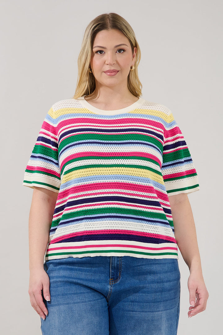 Mabli | Women Stripe Crochet Cardigan Sweater