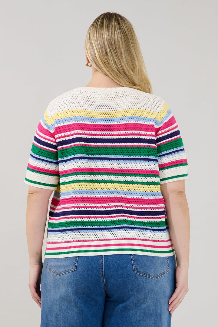 Mabli | Women Stripe Crochet Cardigan Sweater