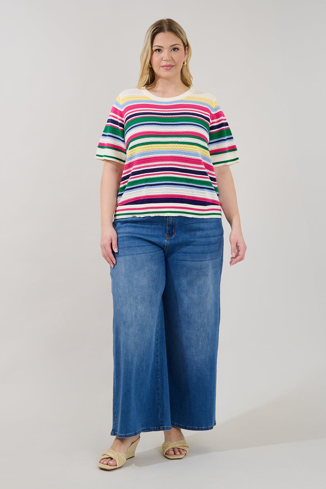 Mabli | Women Stripe Crochet Cardigan Sweater