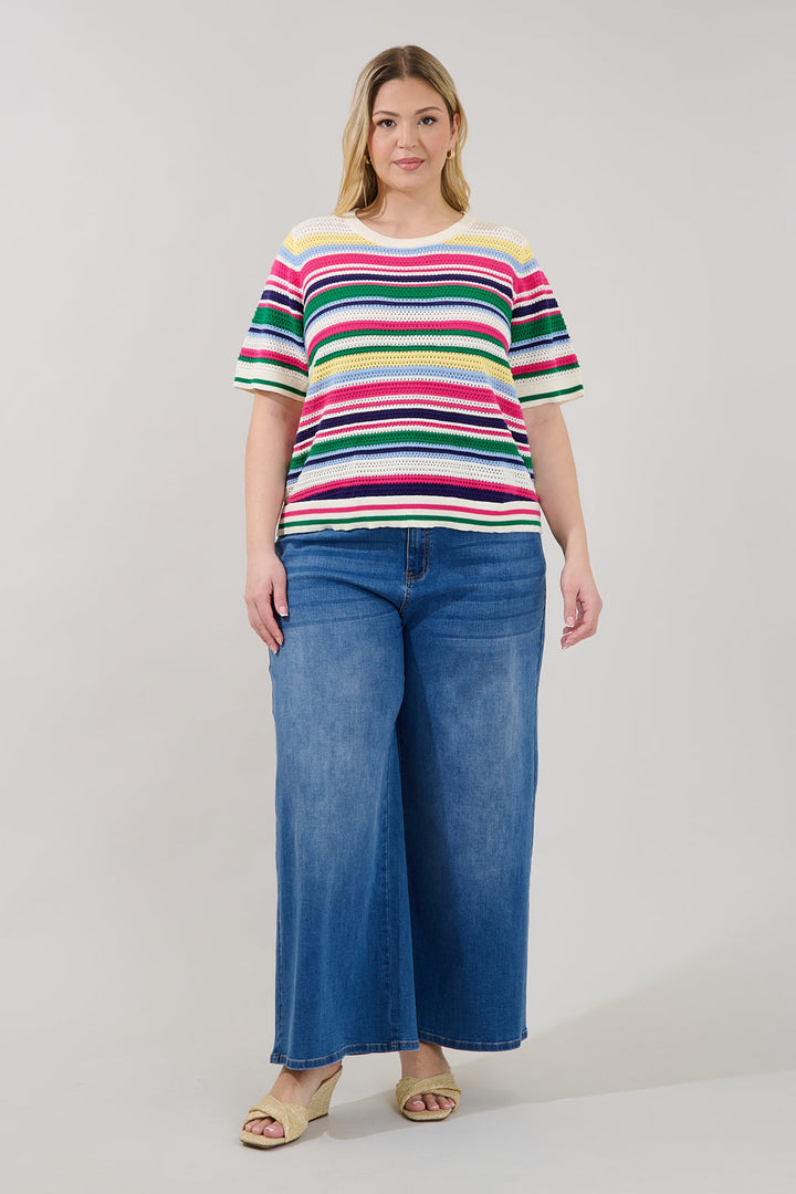 Mabli | Women Stripe Crochet Cardigan Sweater