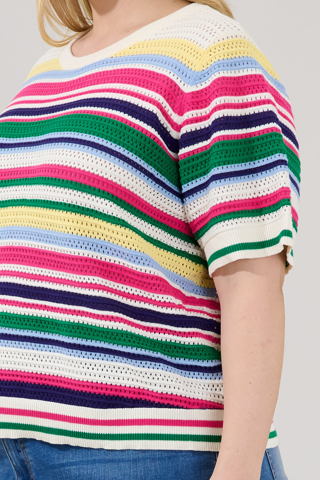 Mabli | Women Stripe Crochet Cardigan Sweater