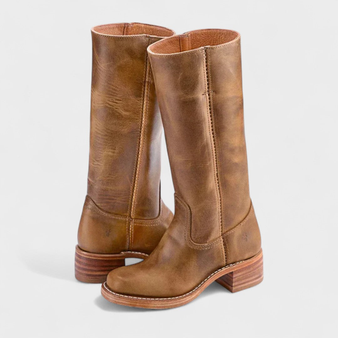 Phedra | Women Stacked Heel Steel Toe Boots