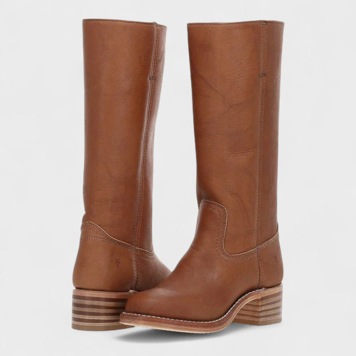 Phedra | Women Stacked Heel Steel Toe Boots