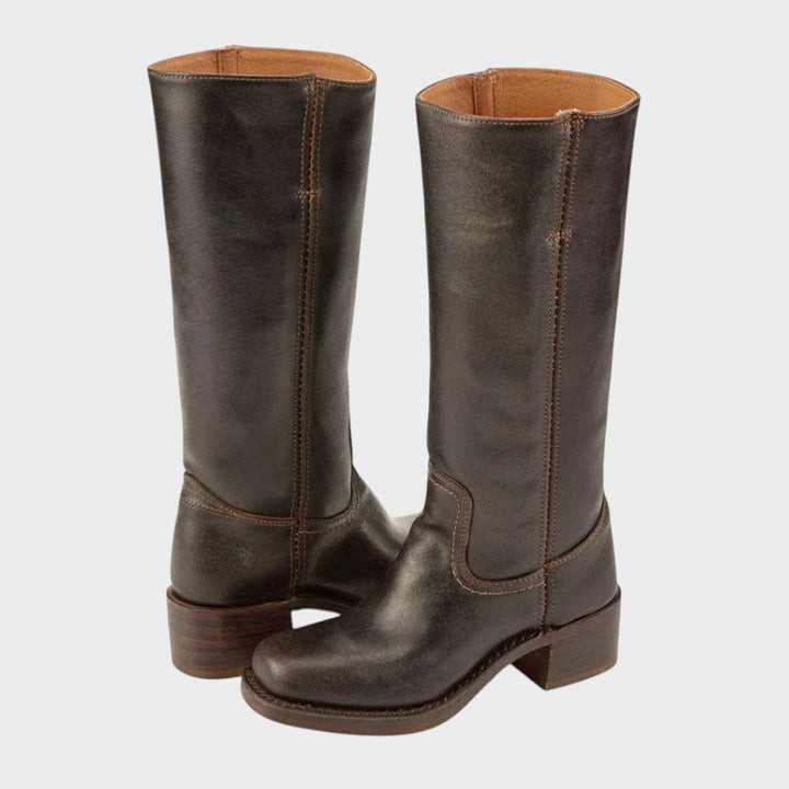 Phedra | Women Stacked Heel Steel Toe Boots