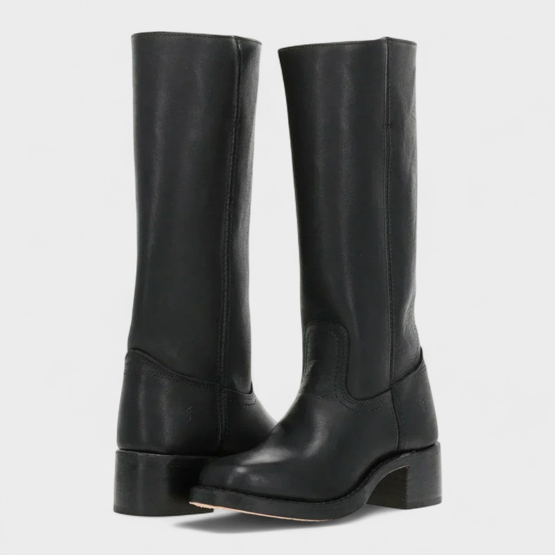 Phedra | Women Stacked Heel Steel Toe Boots