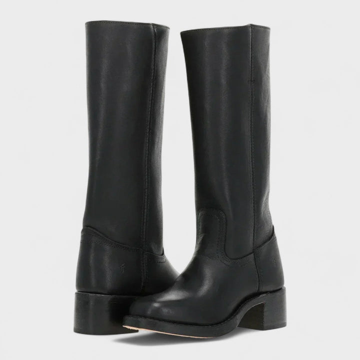 Phedra | Women Stacked Heel Steel Toe Boots