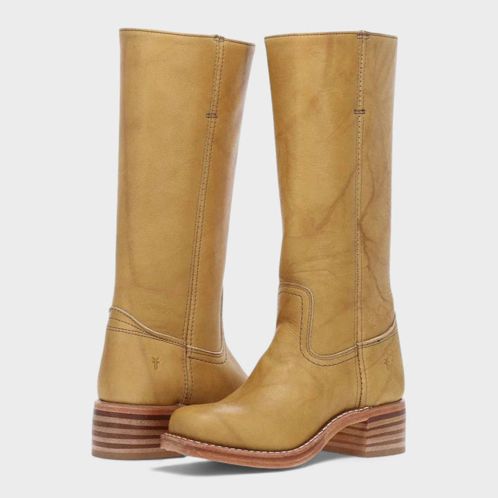 Phedra | Women Stacked Heel Steel Toe Boots