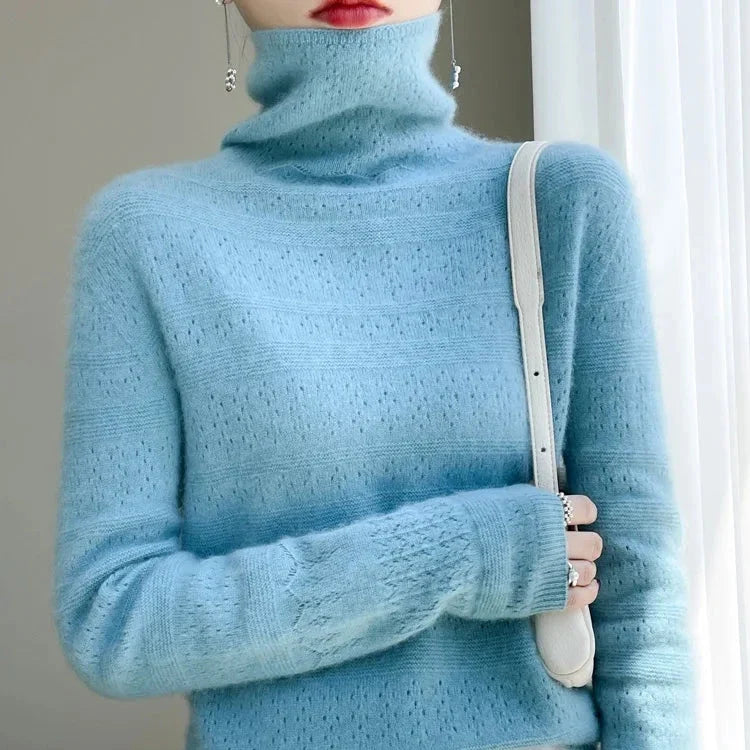 Keren | Women Pointelle Roll Neck Jumper