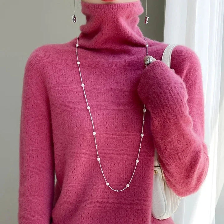 Keren | Women Pointelle Roll Neck Jumper