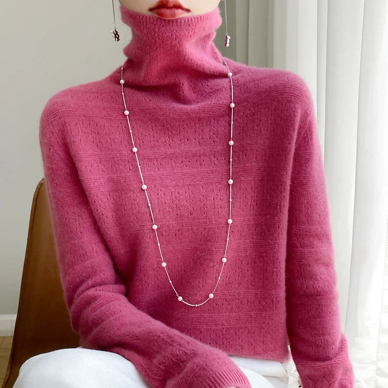 Keren | Women Pointelle Roll Neck Jumper